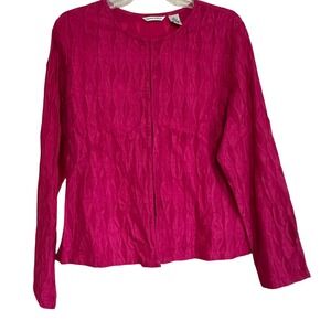 Laura Ashley Wmns Blazer Jacket  L Fuchsia Pink Textured Barbiecore Office Siren